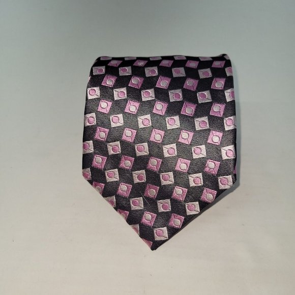 Seta Zone Necktie Men Silk Textured Geometric Print Handmade China - Picture 3 of 11